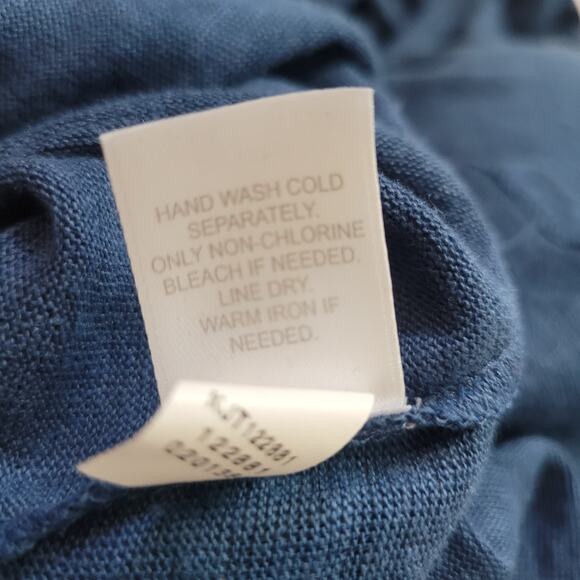 J.Jill Love Linen Size L 100% Linen Blue V-Neck Button Up Cardigan Sweater - Picture 9 of 9